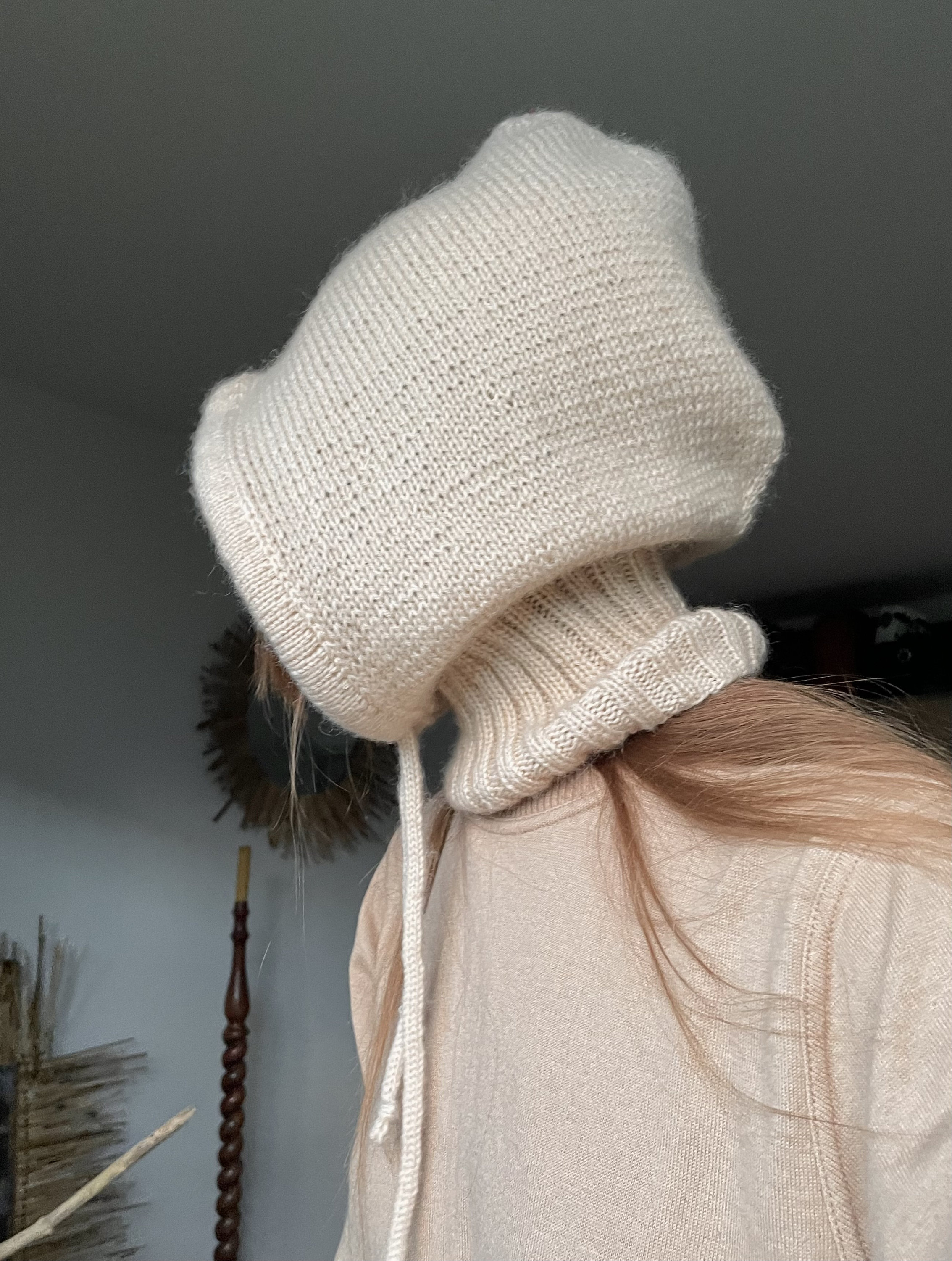 Angora Balaclava light Beige or One of 9 Colors Open Face Cover