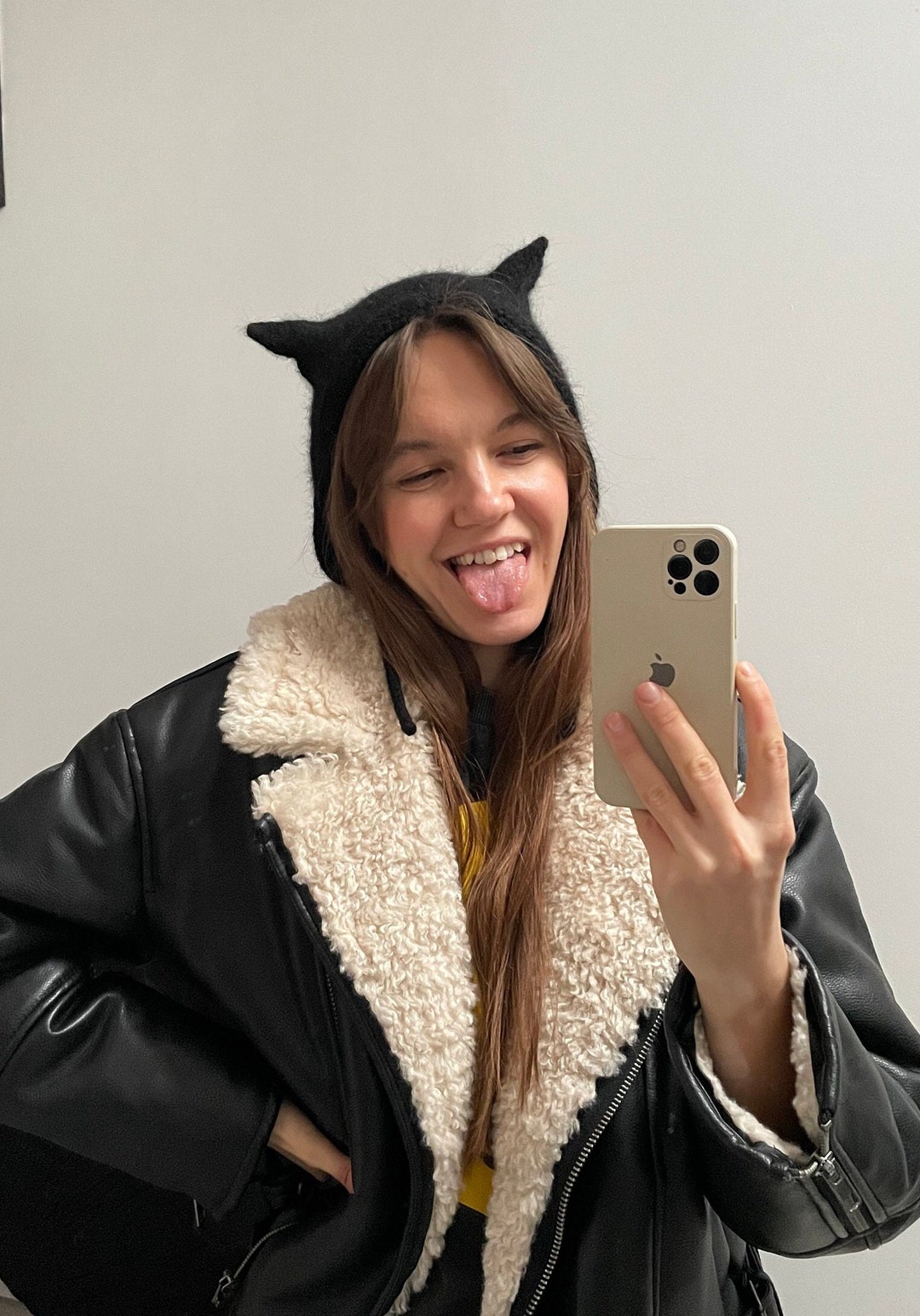 Knitted Hat With Cats Ears, Kitty Women, Adult, Angora