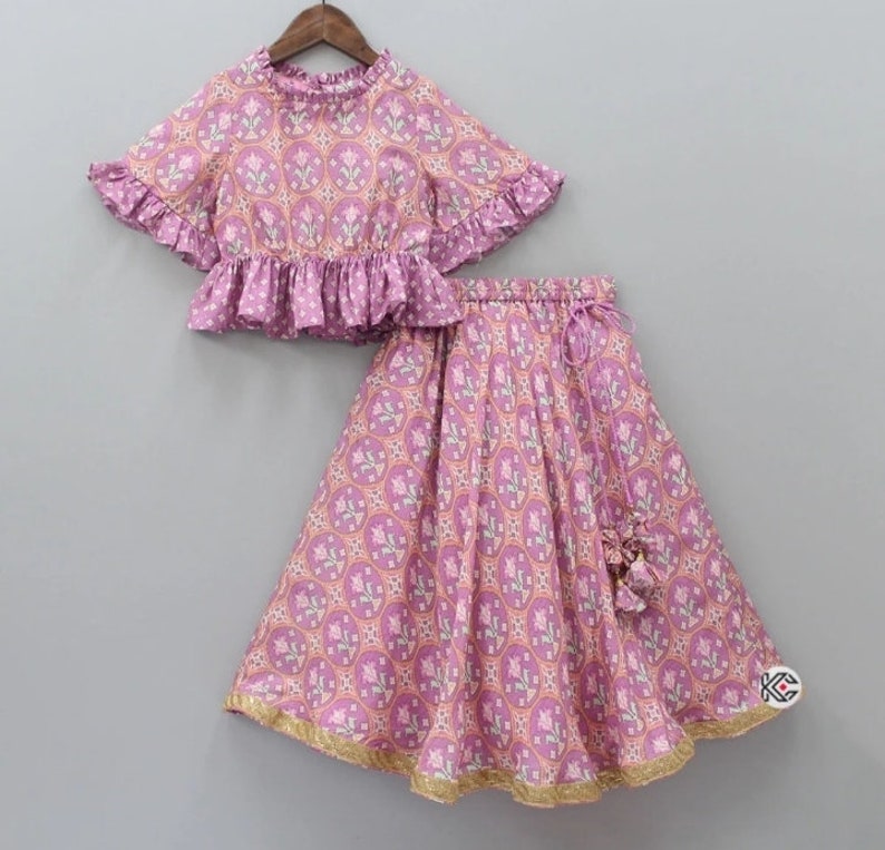 Ready To Wear Kids Pink Printe girl Dress, Indian Kids Girl Dress, Lehenga Choli for Kids Girls, Lehenga Choli, Indian outfits, Indian wear image 1