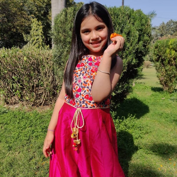 Kids Dress, Indian Kids Girl Dress, Gown Dress for girls,kids maxi dress, Embroidery A Line maxi dress.Lehenga Choli dress, babyfancy dress