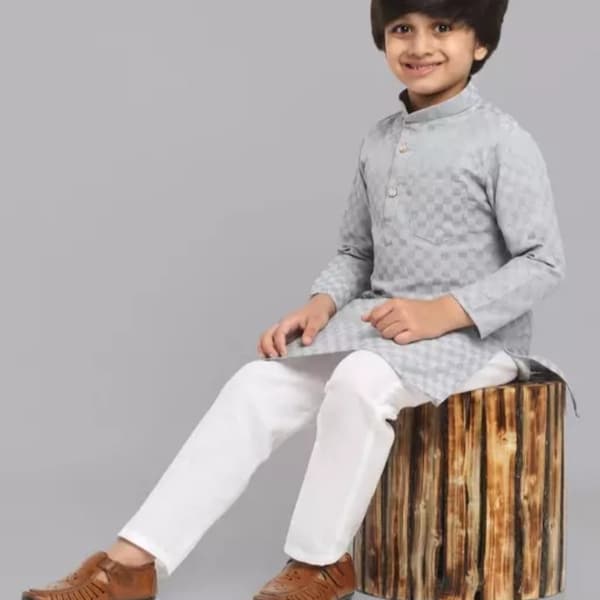 Boys Kurta Pajama casual comfort wear/festival wear,Indian Ethnic Wear baby boy kurta pajama, Indian outfits for boys,