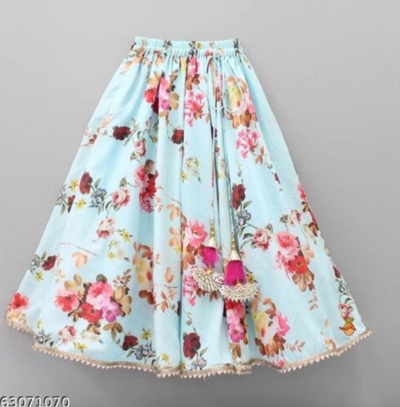 Ready to Wear Blue Floral Printed Lehenga Choli, Girls Indian Outfits
