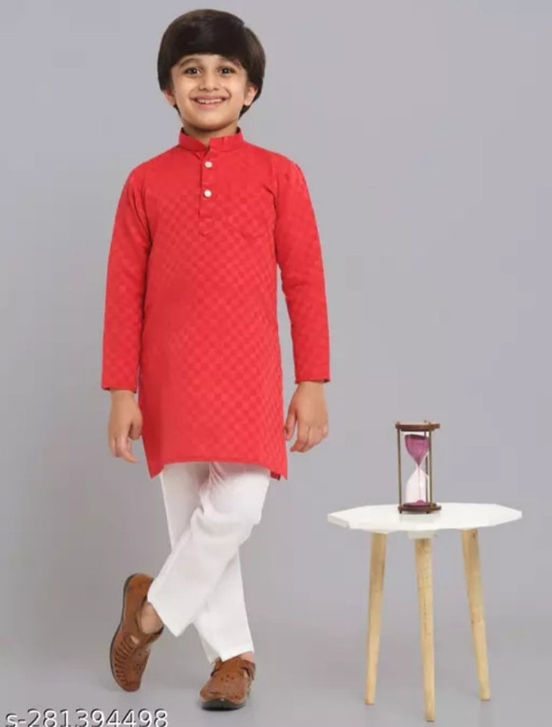 Garçons Kurta Pyjama vêtements de confort décontractés/vêtements de festival, vêtements ethniques indiens pyjama kurta pour bébé garçon, tenues indiennes pour garçons, image 4