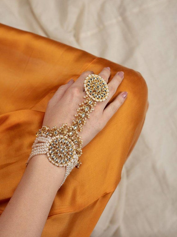 Indian Fashions - Bangles | Bracelet with Finger Ring | Indian CZ Bracelets