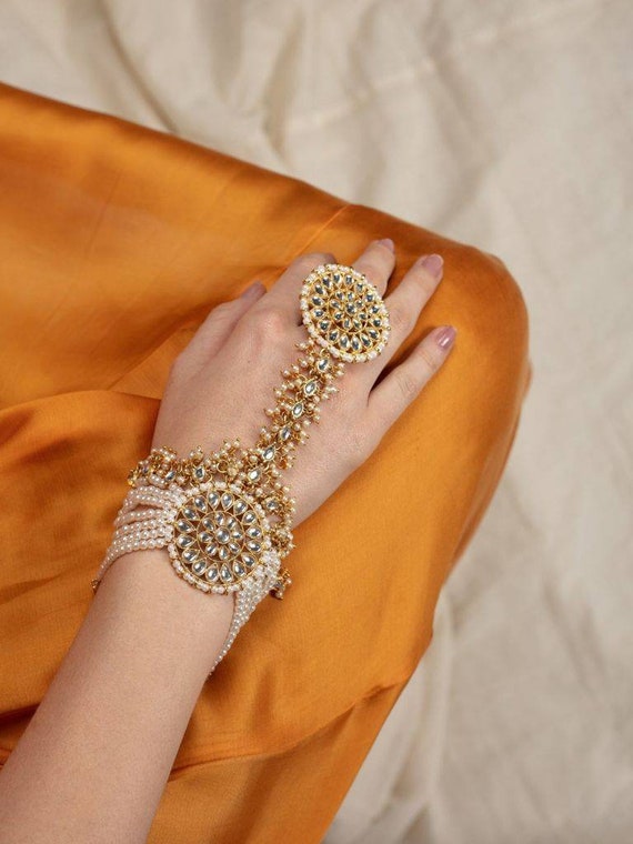 Unique Design Kundan Ring Bracelet Angla - J.S Jewellery Store PK