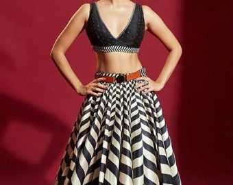 Beautiful Black & White Satin Banglori Lehenga Choli. Indian Designer Lehenga.indian girls Lehenga Choli,