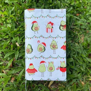 Christmas Avocados - Adjustable book cover - Fabric book cover - Adjustable book jacket - Fabric book sleeve