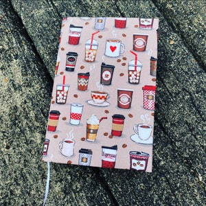 Cup of Coffee - Coffee Time - Adjustable book cover - Fabric book cover - Adjustable book jacket - Fabric book sleeve