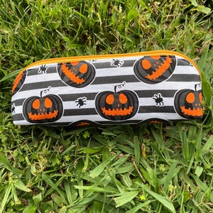 ハロウィン ジャック・オー・ランタン スリムライン ペンケース メイクアップポーチ かぎ針編みケース