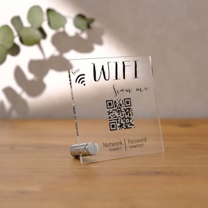 Personalised WIFI Password Sign, WIFI QR Code Sign,,Custom mini Sign for Airbnb,Office Wifi sign,Hostel or hotel wifi