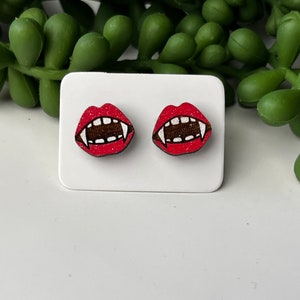 Vampire Stud Earring | Halloween Stud Earring | Vampire Teeth Earring | Fall Earring | Hand Painted Stud Earrings