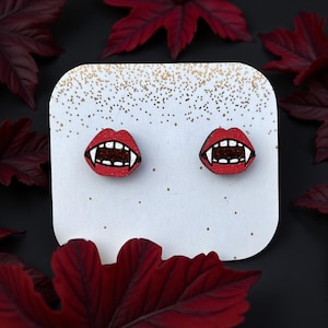 Fun Vampire Stud Earring | Halloween Stud Earring | Vampire Teeth Earring | Vampire Halloween Lover| Hand Painted Stud Earrings