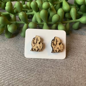 State of Michigan Stud Earring | Wood Stud Earring | Stainless Steel | Outdoors | Gift for her