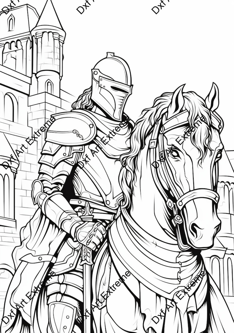 50 Medieval Coloring Page, Printable Colouring Pages Book Instant ...