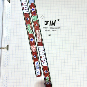 BTS Jin Washi Tape 15 mm x 10 m - Kpop Scrapbooking Sticker Tape für ARMY Fans, Happy Tracklist Planer Dekoration