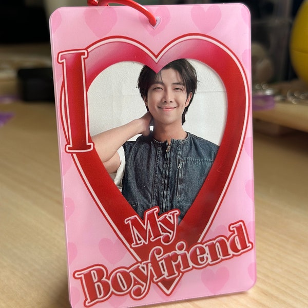 I Heart My Boyfriend Acrylic Photocard Holder Keychain - BACKORDER