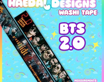 BTS “2.0” Washi Tape – 30mm x 10m | Kpop Journaling Tape | BTS Inspired Stationery | ARMY Gift | Scrapbooking, Happy Mail & Photocard Decor