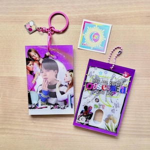 Portachiavi portafoto in acrilico Obsessed - Protettore trasparente e resistente per carte Kpop, grazioso accessorio per carte