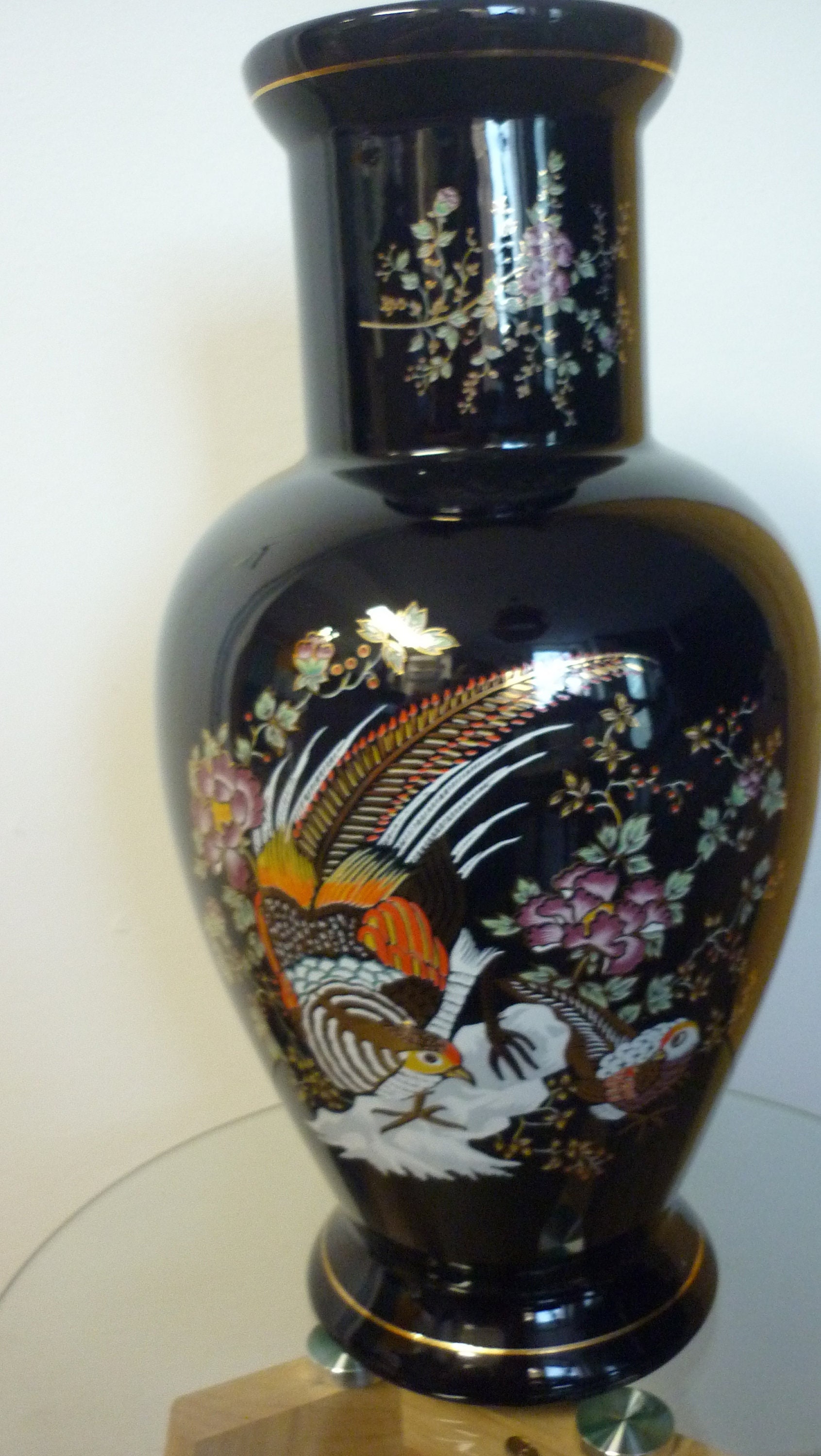 Grand Vase Bleu Foncé en Céramique Japonaise
