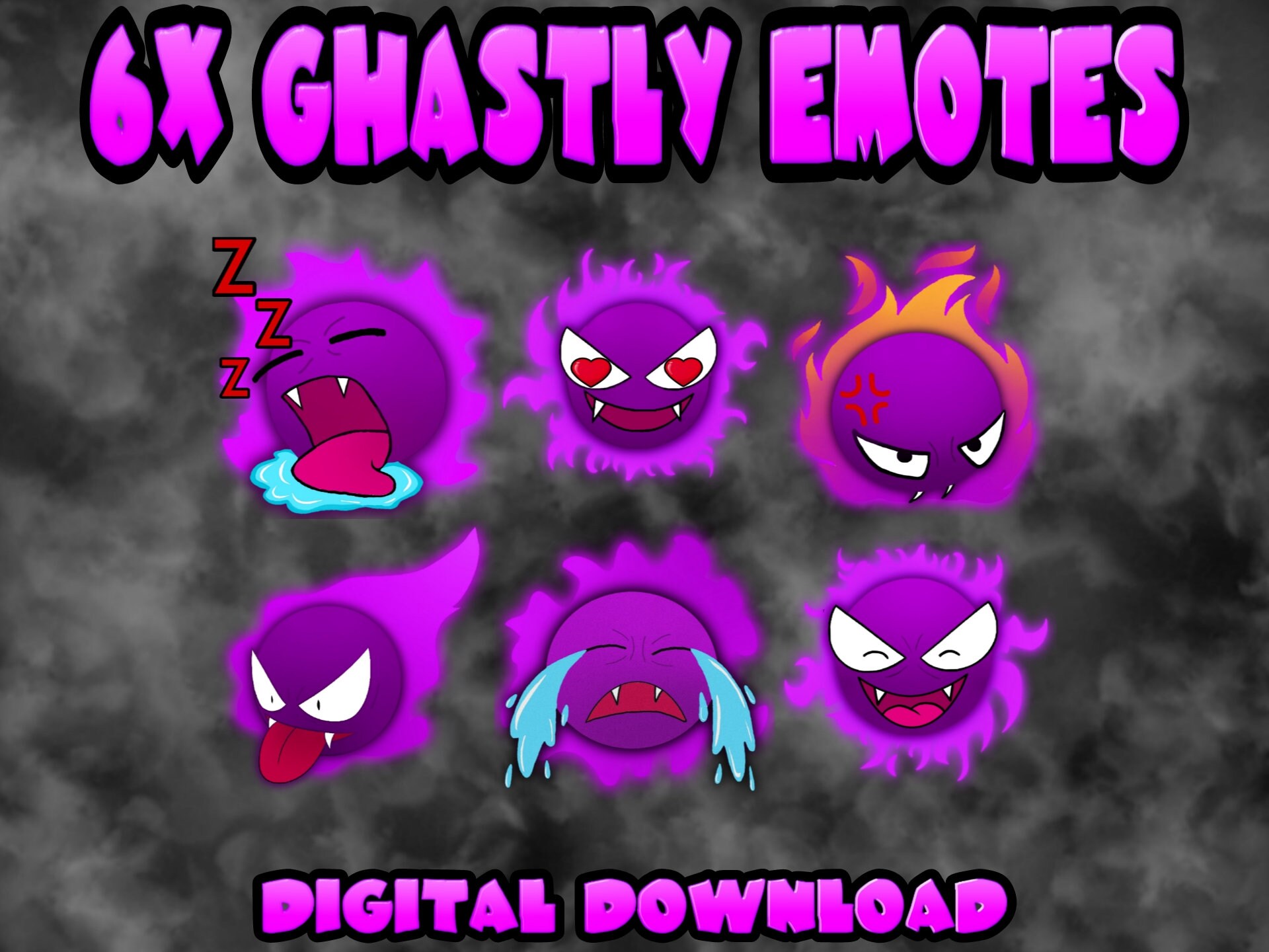 6 X Ghastly Pokémon Emote Pack for Discord and Twitch - Etsy