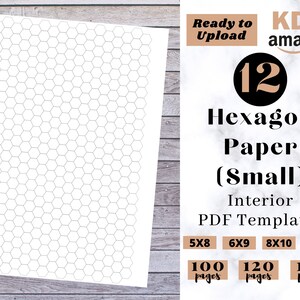May include: A digital download of 12 hexagon paper templates in small size. The templates are available in 5x8, 6x9, 8x10, and 8.5x11 inch sizes. The download includes 100, 120, and 150 pages.