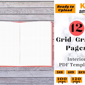 Grid KDP Interiors, Graph Paper, Ready to Upload, KDP, low content notebooks, journal, dairy, ready to Use, KDP Template, blank paper to use