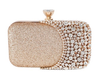 Beaded Sequin Evening Bag, Sparkly Rhinestone Clutch, Bridal Wedding Prom Crystal Purse