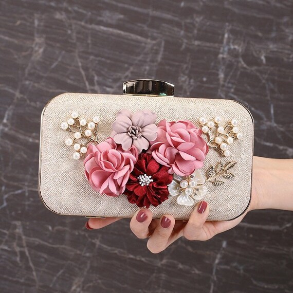 floral beaded clutch bag