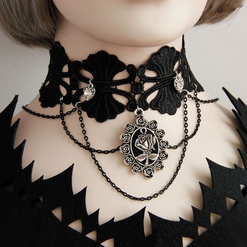 Vintage Gothic Angel Rose Choker Set