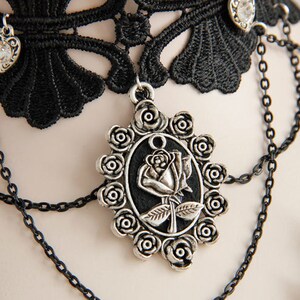 Gothic Black Lace Choker Vintage Neckband Rose Pendant Lace - Etsy