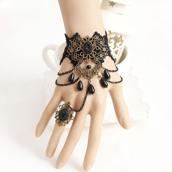 Buy Victorian Bridal Bracelet, Vintage Style Wedding Bridal Jewelry, Wedding  Bracelet, Bridal Ring Cuff Bracelet, Prom Jewelry, Wedding Jewelry Online  in India - Etsy