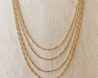 18k Gold Filled Short Link Paperclip Chain