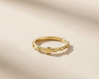 Anillo de oración con cruz - Joyería cristiana religiosa para mujer