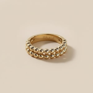 Double Beaded Band Ring - Handcrafted Statement Ring for Women