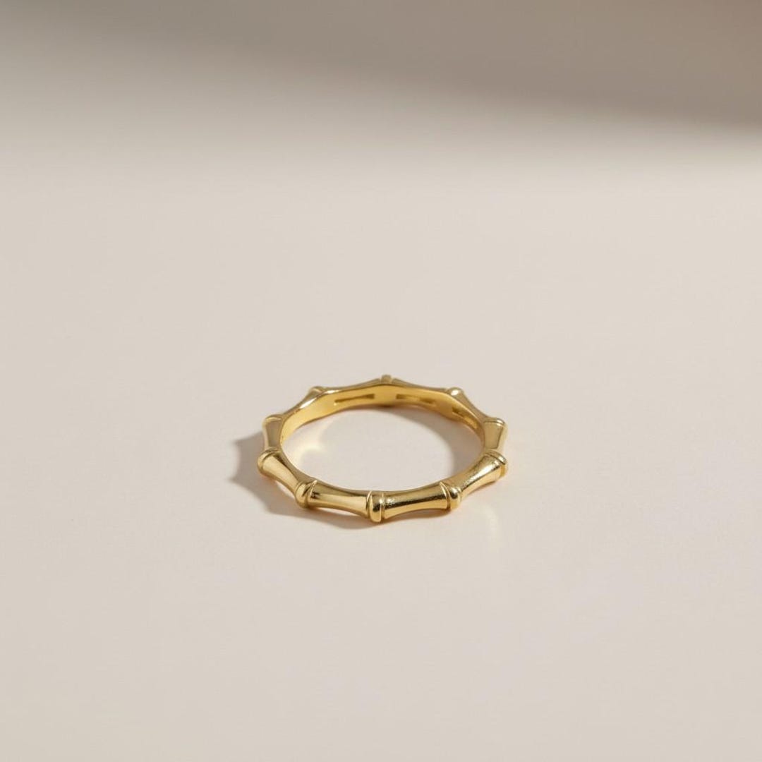 18K Gold Filled Bamboo Ring: Nature Inspired Statement Jewelry - Etsy