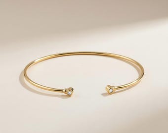 Open CZ Cuff Bracelet - Adjustable Statement Bracelet for Women