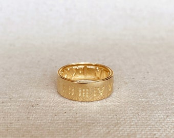 18k Gold Filled Roman Numeral Band Ring