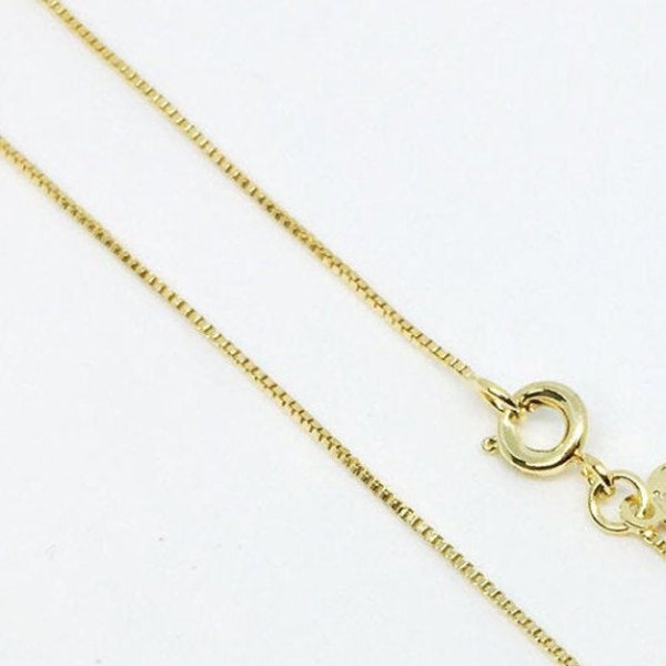 18k Gold Filled Thin Box Chain 0.85mm Thickness Sizes Length 16", 18", 20"