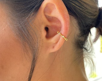 18k Gold Filled Ear Cuff With Bezel Cubic Zirconia