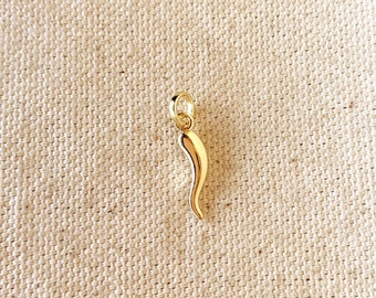 Exquisite 18k Gold Filled Italian Horn Pendant - Mediterranean Elegance