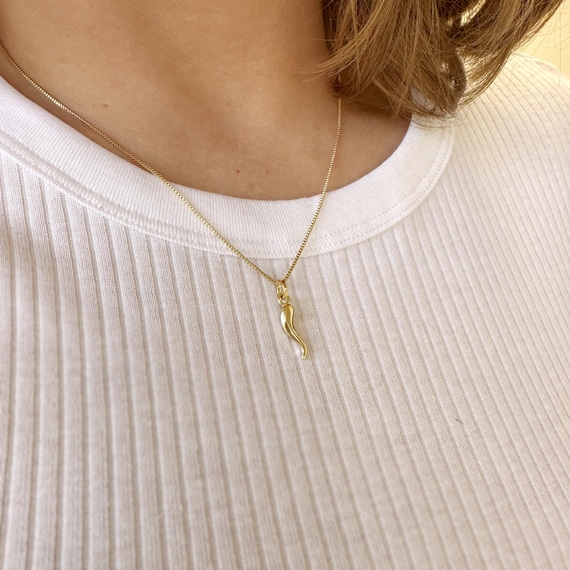 18k Gold Filled Italian Horn Pendant - Mediterranean Elegance