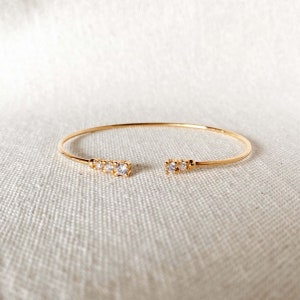 Dainty 18k Gold Filled Cuff Bracelet with Cubic Zirconia Stones