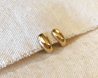 18k Gold Filled Polished Curved Stud Earrings