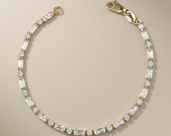18k Gold Filled Mixed Cut CZ Tennis Bracelet — The Classic That Does Something More