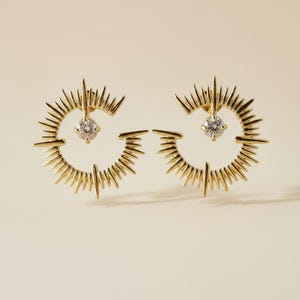 18k Gold Filled Spiked CZ Stud Earrings | Exclusive & Unique Style
