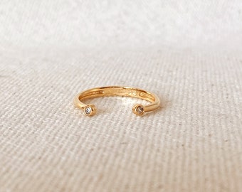 Dainty 18k Gold Filled Open Ring with Micro Bezel Zirconia