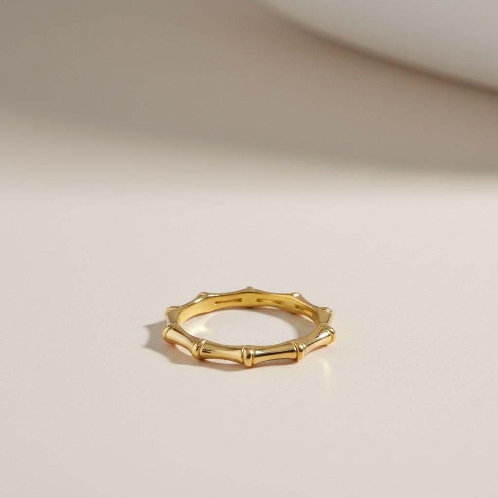 18K Gold Filled Bamboo Ring: Nature Inspired Statement Jewelry - Etsy