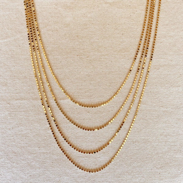 18k Gold Filled 2mm Dot Chain Necklace, Dainty Ball Necklace, Adjustable, For Layering Style Necklaces