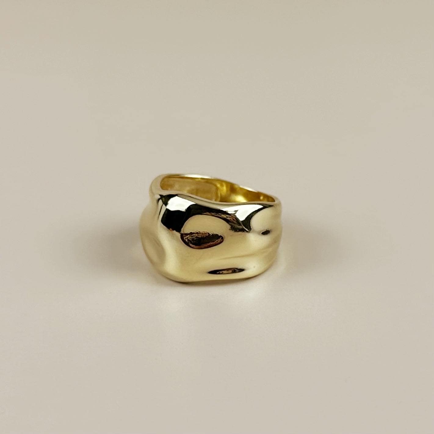 Wide Band Ring for Women - Chunky Statement Crumpled Design