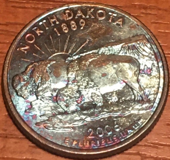 USA Quarter Dollar 1889/ 2006 North Dakota Colour Error - Etsy